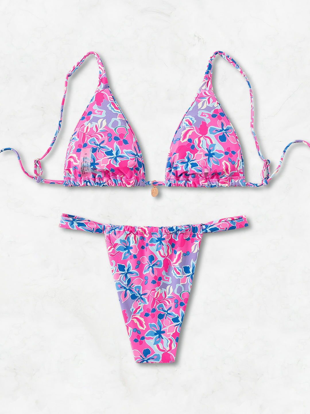 Dame triangel-bikini med legende palmeprint Skovae