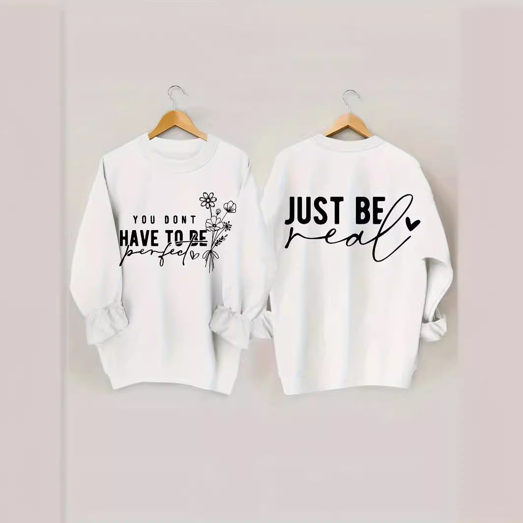 Kvinders afslappede sweater med inspirerende budskaber Stilla