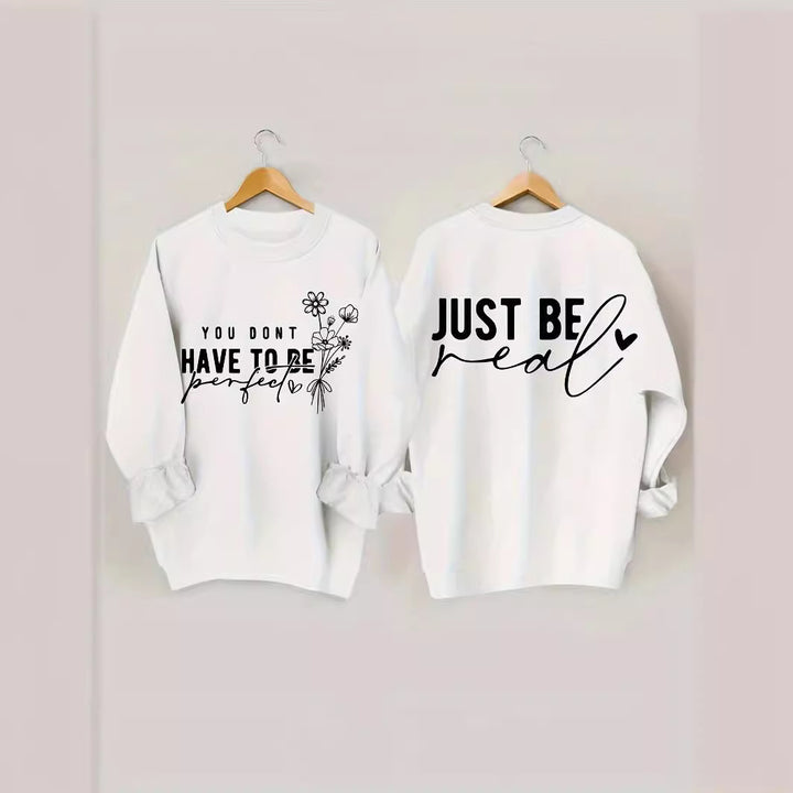 Kvinders afslappede sweater med inspirerende budskaber Stilla