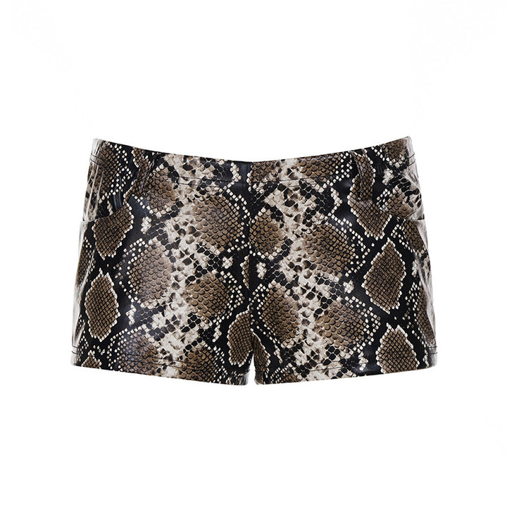 Dame shorts med moderigtigt slangeprint og høj talje Skovae