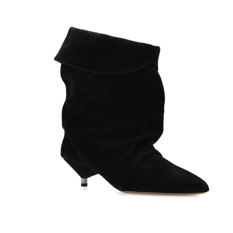 Femme Skulptural Spids-Tå Metallic Stiletto Støvler Stilla