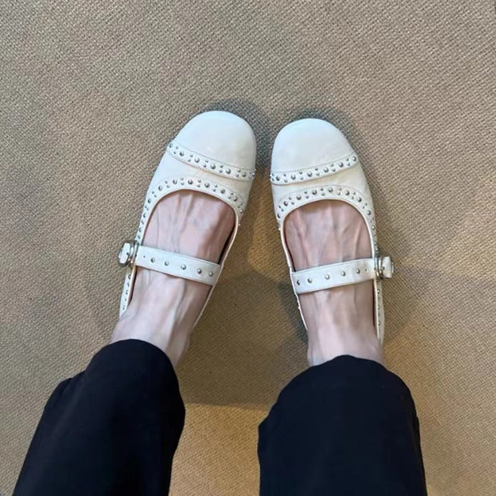 Dame Classic Mary Jane Ballerinas med nitter-detalje Stilla