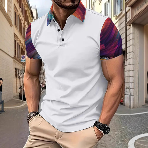 Herre poloshirt med kreativ farveovergang og stilfulde kontraster Stilla