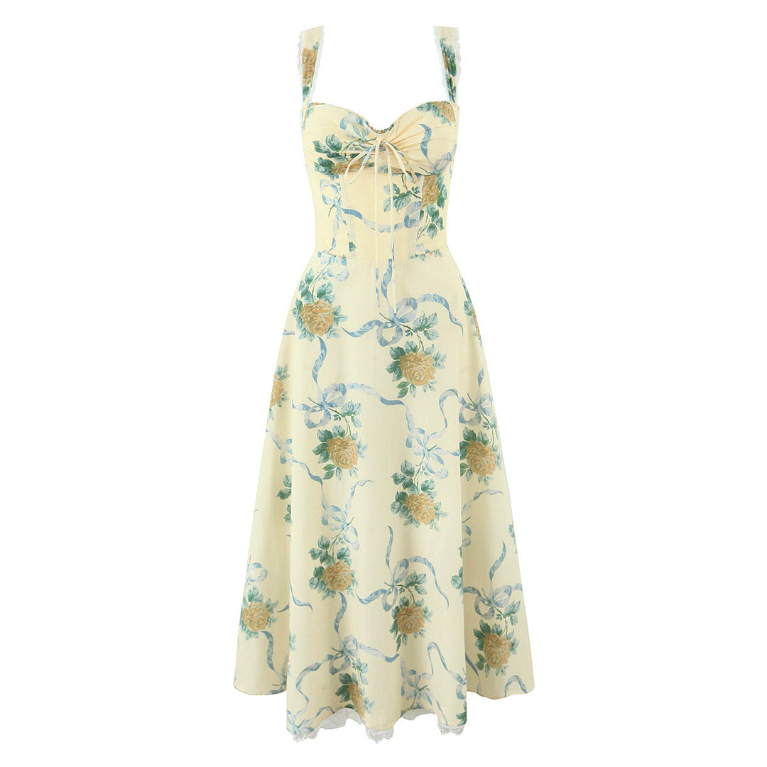 Dame Elegant Maxikjole med blomstret design og raffinerede flæsedetaljer Stilla
