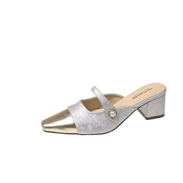 Dame elegante spidse Slingback-hælmules med dekorativ perleaccent Stilla