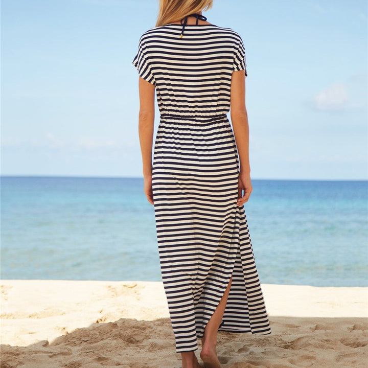 Dame Strandkimono med moderne indpakningsdesign og asymmetrisk kant Stilla