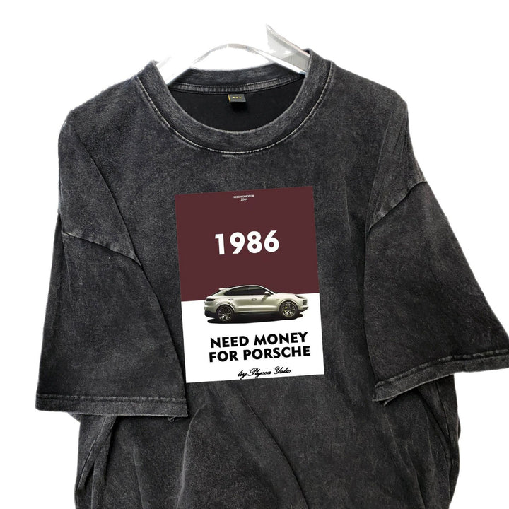 Dame T-shirt med nostalgisk automobil og humoristisk slogan Stilla