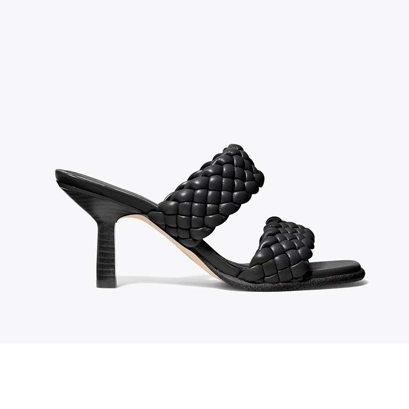Femme Woven Chunky Heel Slide Sandaler Stilla