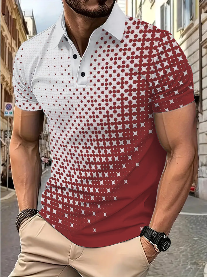 Herrer Poloshirt med moderne prikket mønster Stilla