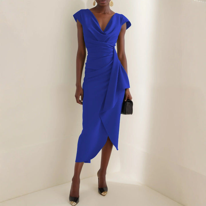 Dame Elegant Draperet Midi-Kjole Stilla