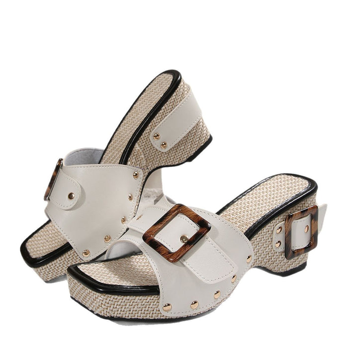 Dame platform-sandaler med fashionabel trælukning og skridsikker sål Stilla