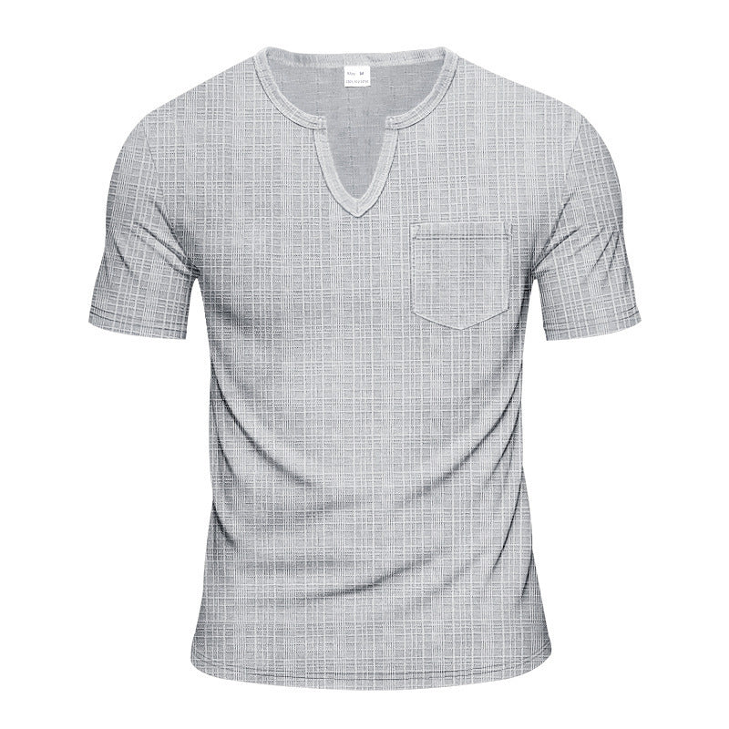 Herre kortærmet Henley-shirt med moderne V-udskæring og praktisk brystlomme Stilla