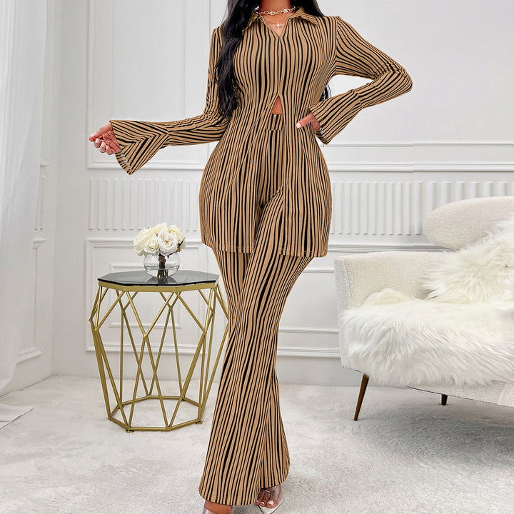 Dame elegant jumpsuit med iøjnefaldende striber og udskåret overdel Stilla