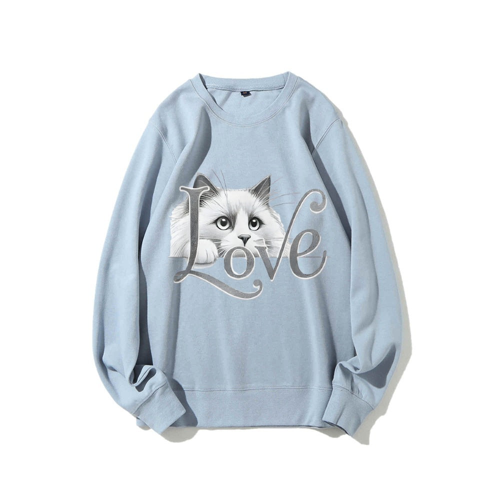 Kvinders sweatshirts med legende katte design og afslappet pasform Stilla