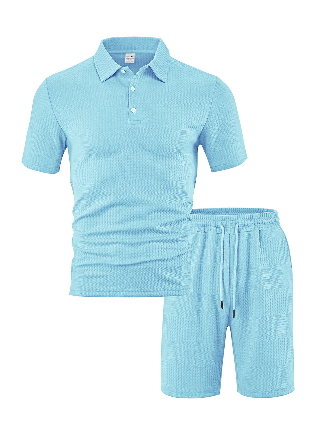 Herrer Sporty Polo- og Shorts-sæt med åndbar struktur og elastisk bånd Stilla