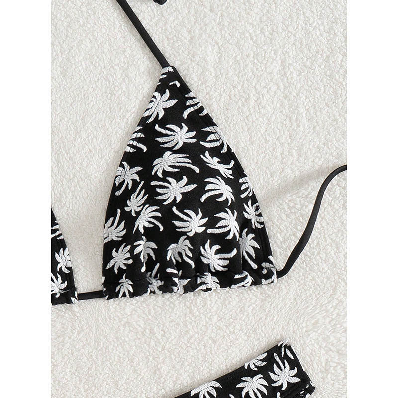 Dame Triangel-Bikini med blomstrede palmetryk Skovae