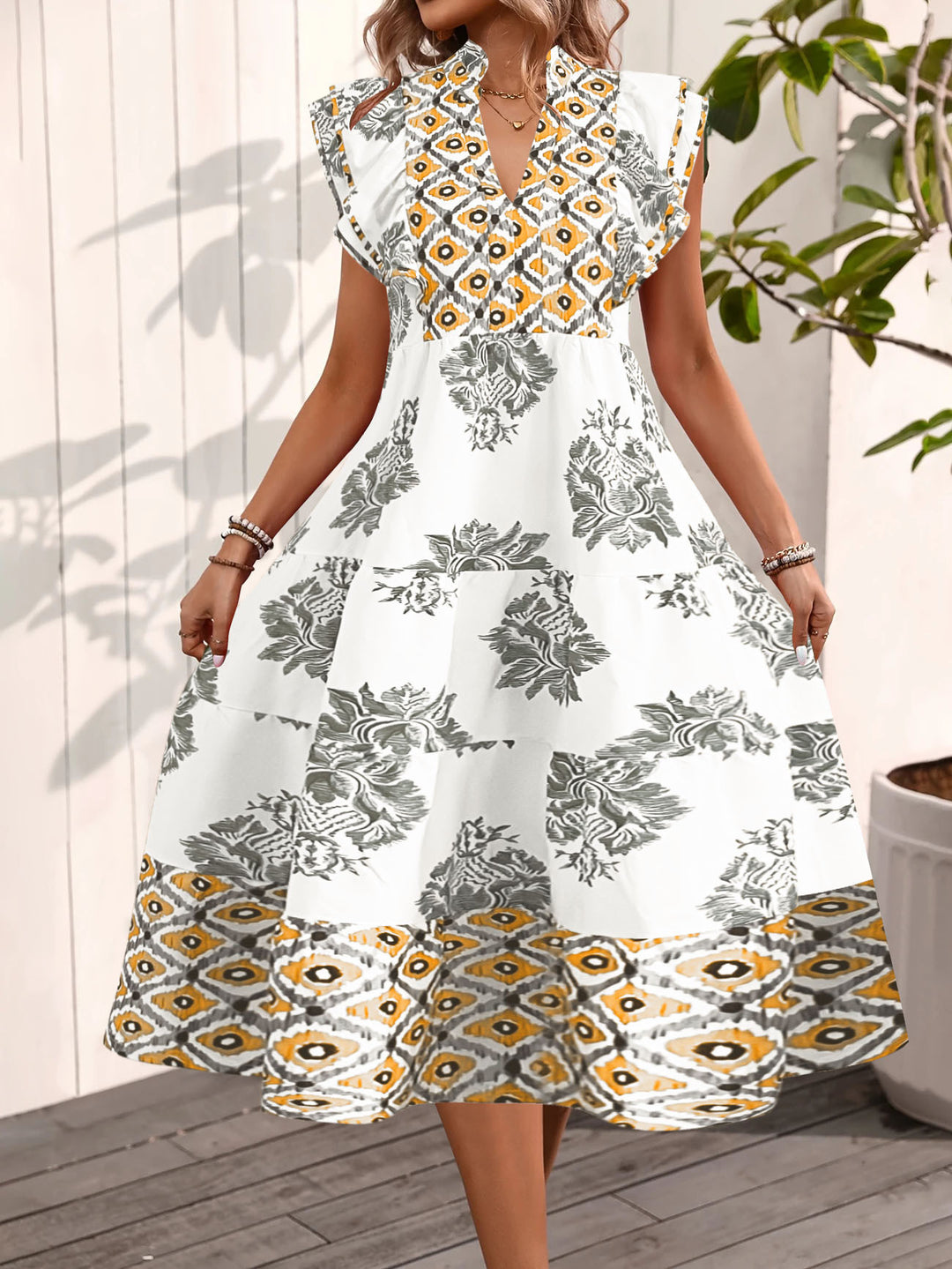 Dame vintage-inspireret floral Midi-kjole Stilla