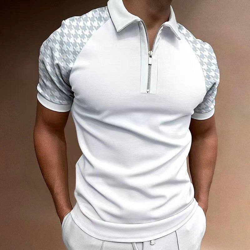 Herre Halv-lynlås Stilfuld Performance Polo T-shirt Stilla