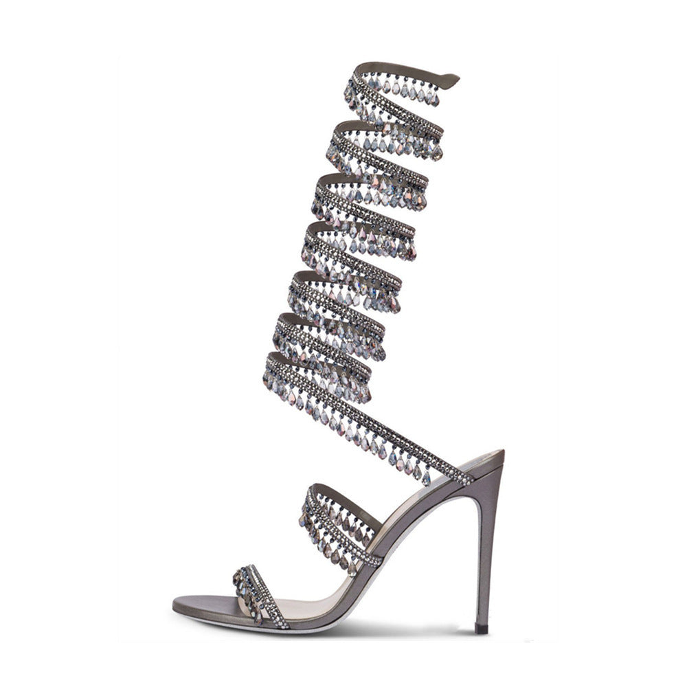 Femme Glamorous kryst dekoreret højhælede sandaler Stilla