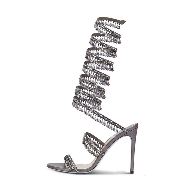 Femme Glamorous kryst dekoreret højhælede sandaler Stilla