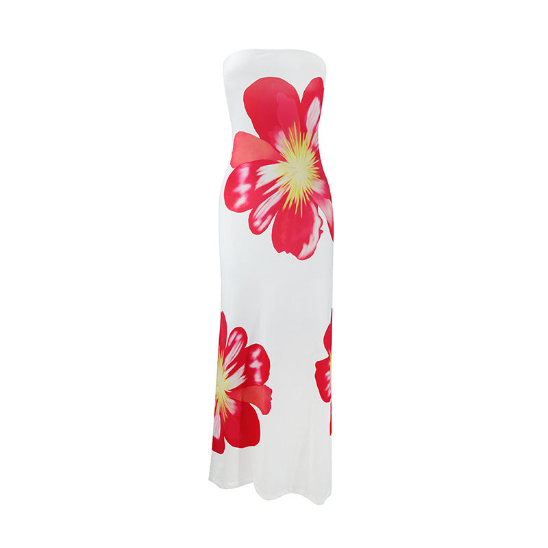 Dame maxikjole med blomster mønster Skovae