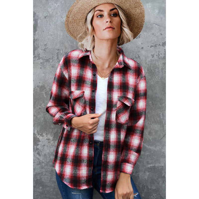 Dameternetterned flannel skjorte Stilla
