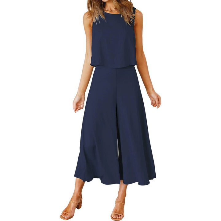 Dame afslappet jumpsuit med vidde ben og let overdel Skovae