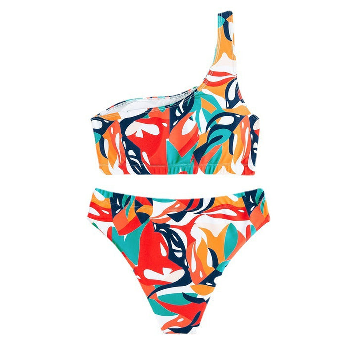 Dame ensidet bikini med moderne blomsterprint og høje benudskæringer Skovae
