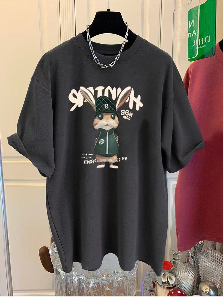 Dame T-shirt med kreativ dyreprint og afslappet pasform Stilla