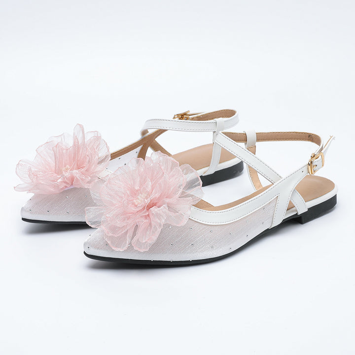 Dame Slingback Sko med dekorativ blomsterdetalje og åndbart overmateriale Stilla