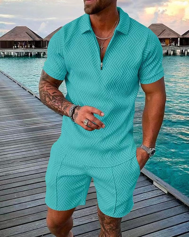 Herrer moderigtig kort overall med struktureret design Stilla