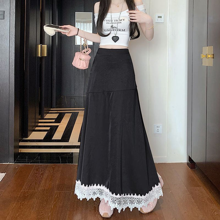 Femme Boho-stil maxi-nederdel med spidskant Stilla