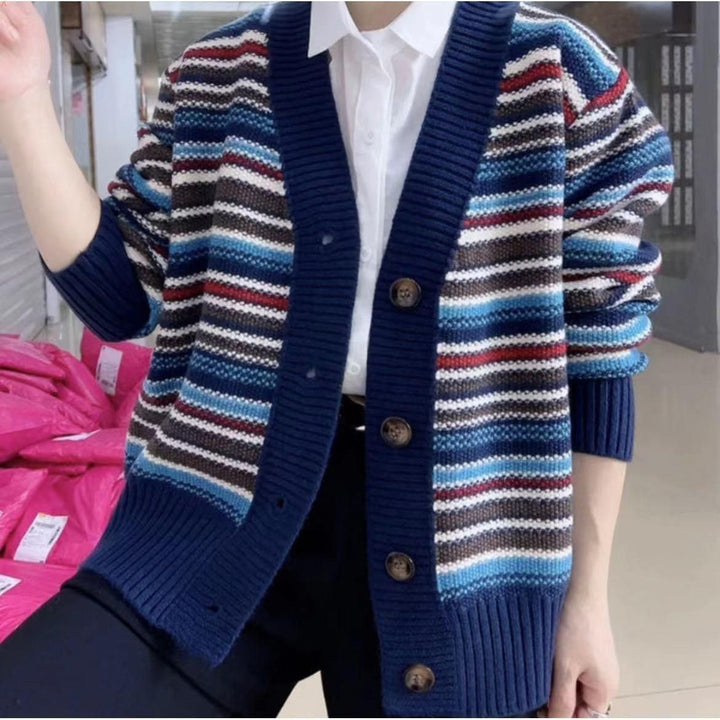 Kvinders cardigan med alsidig stribedesign Stilla
