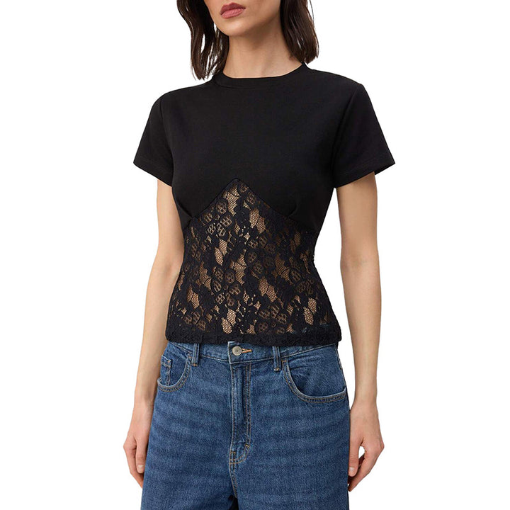 Damer Elegant top i lace og jersey Skovae