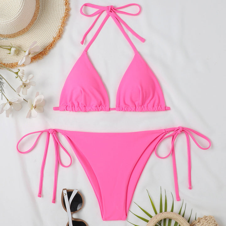 Dame triangel-bikini med justerbare bindebånd og raffinerede detaljer Skovae