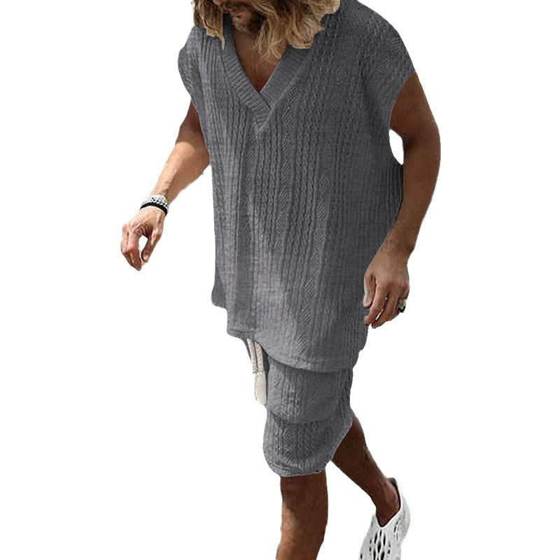Herrer afslappet kortærmet outfit med struktureret design og åndbare egenskaber Stilla