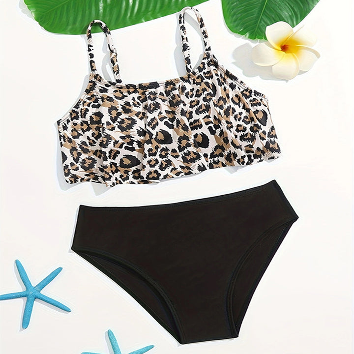 Dame bikini sæt med trendy leopardmønster og høj talje Stilla