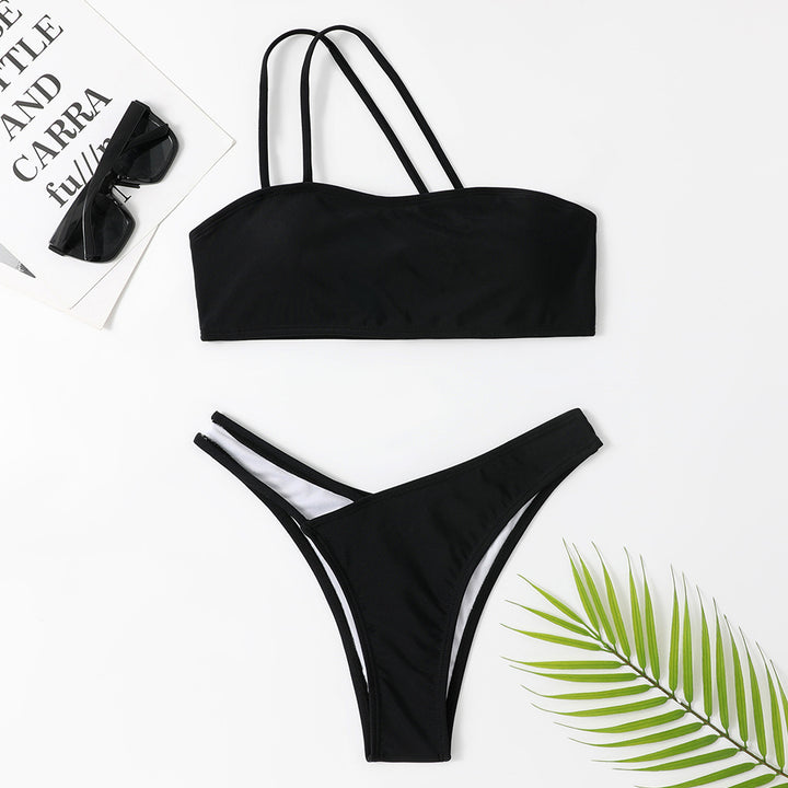 Femme Strappy Bandeau Bikini Sæt med frække Bikinislips Stilla