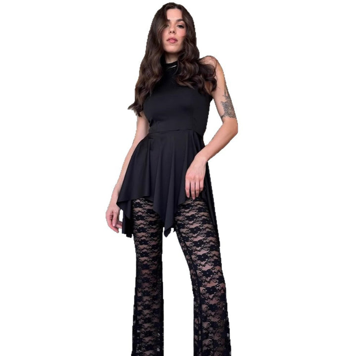 Dame Elegant og trendy top med asymmetrisk snit og spidse bukser Stilla
