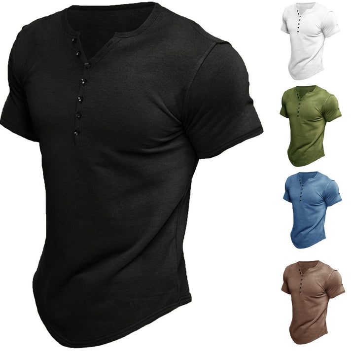 Herrer Fritid Kortærmet Henley T-shirt Stilla