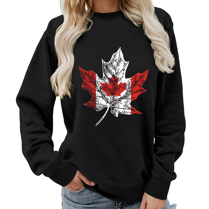 Kvinders sweatshirt med kreativt ahornbladmotiv og komfortabel pasform Stilla