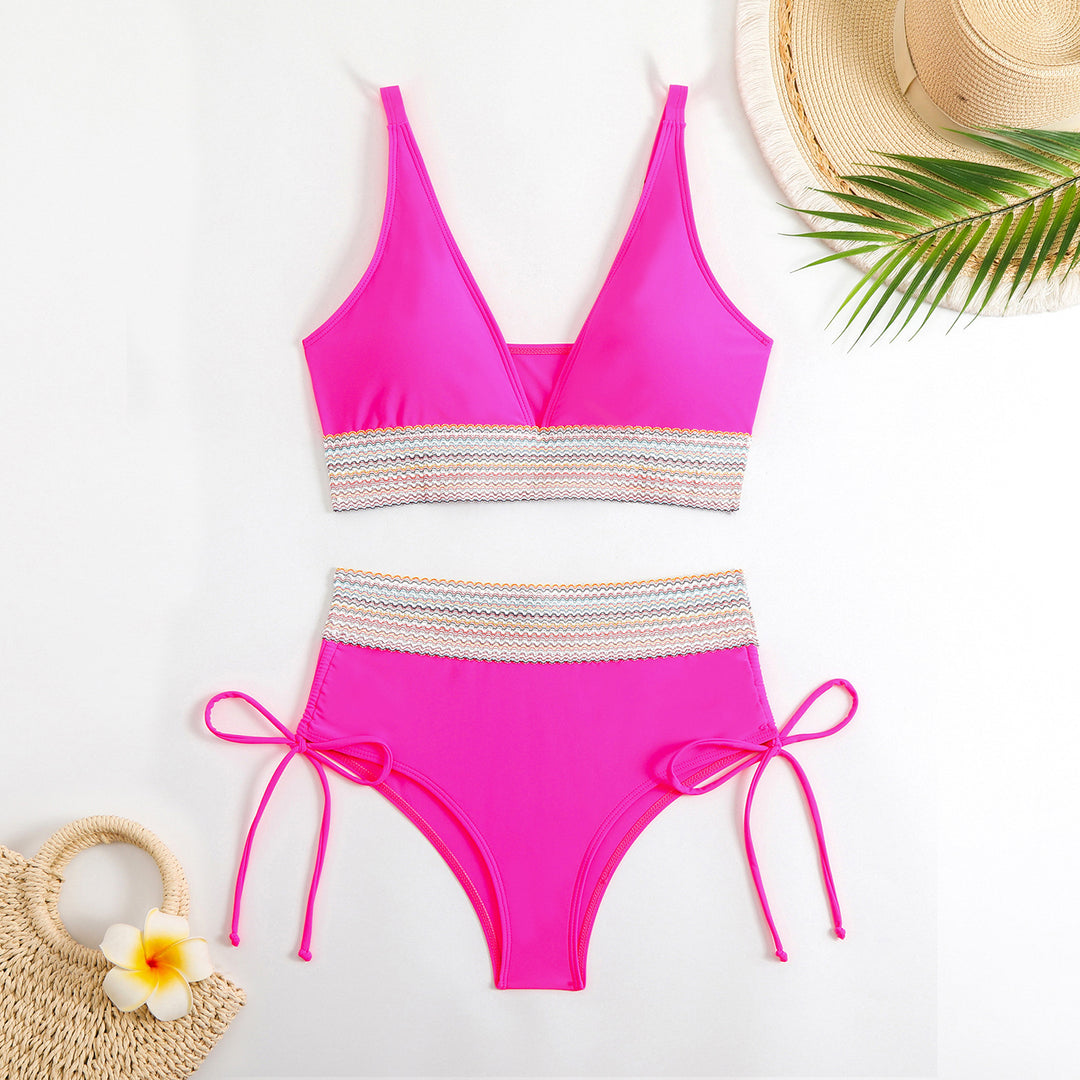 Femme Højskåren Bikini-Sæt med justerbare Sidesløjfer Stilla