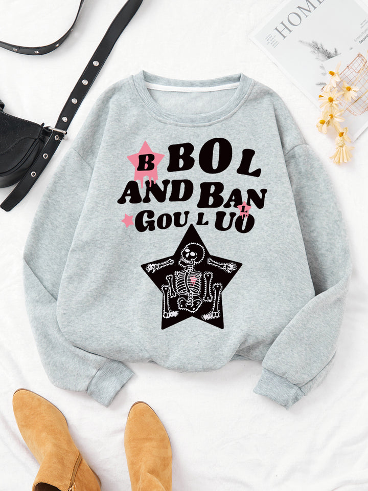 Kvinders afslappede sweatshirt med kreativ skeletdesign Skovae