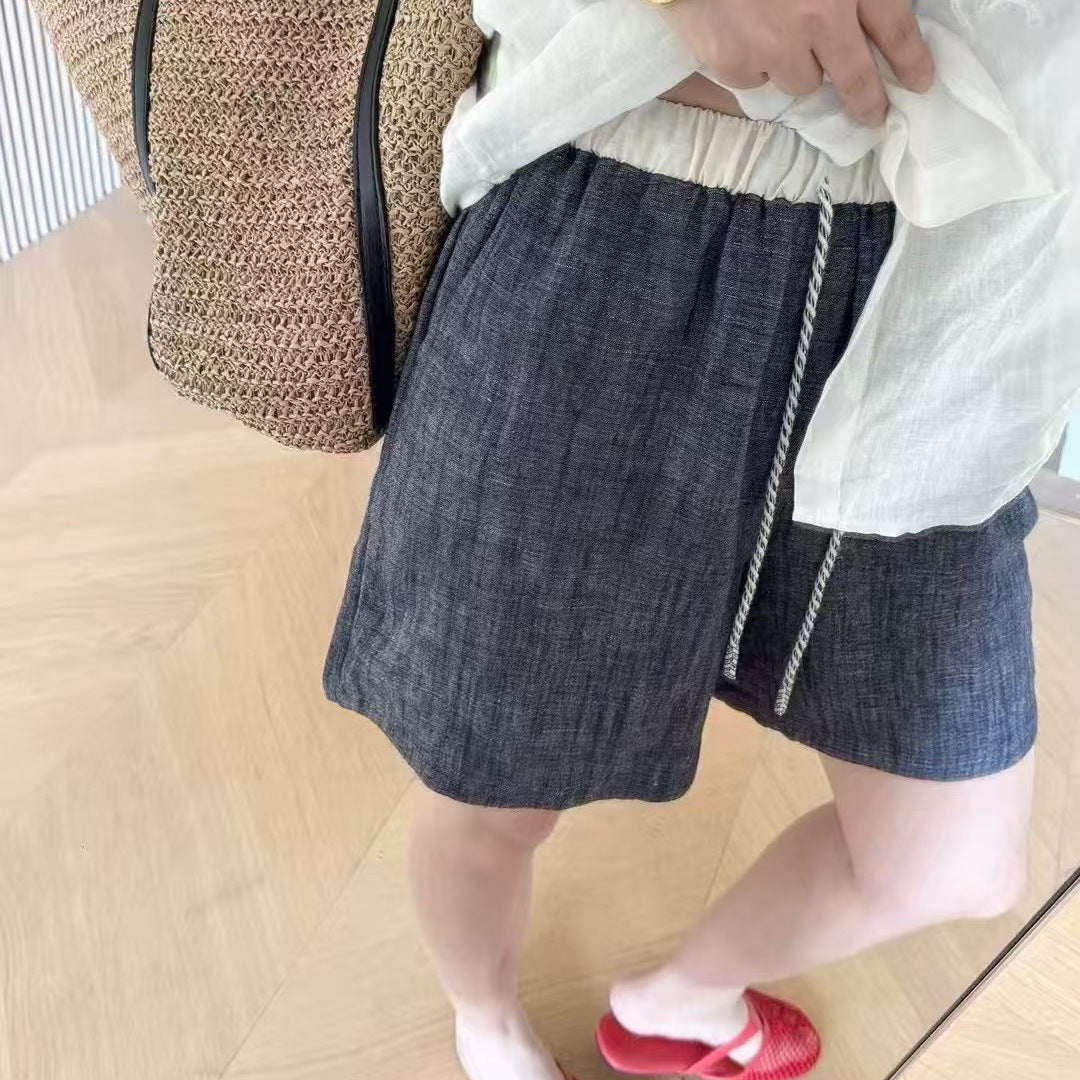 Femme Casual Højtaljede Linned-Shorts Stilla