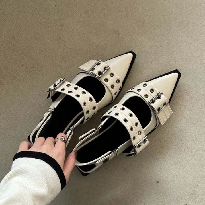 Dame Slingback-pumps med modische spænder og spids tåområde Stilla