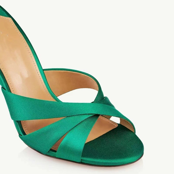 Femme Slide Sandaler med dekorative, med krystaller prydede hæle Stilla