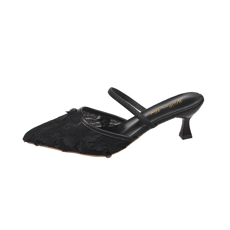 Dame Snøre-Spidse Slingback Pumps med blomstermotiver Stilla