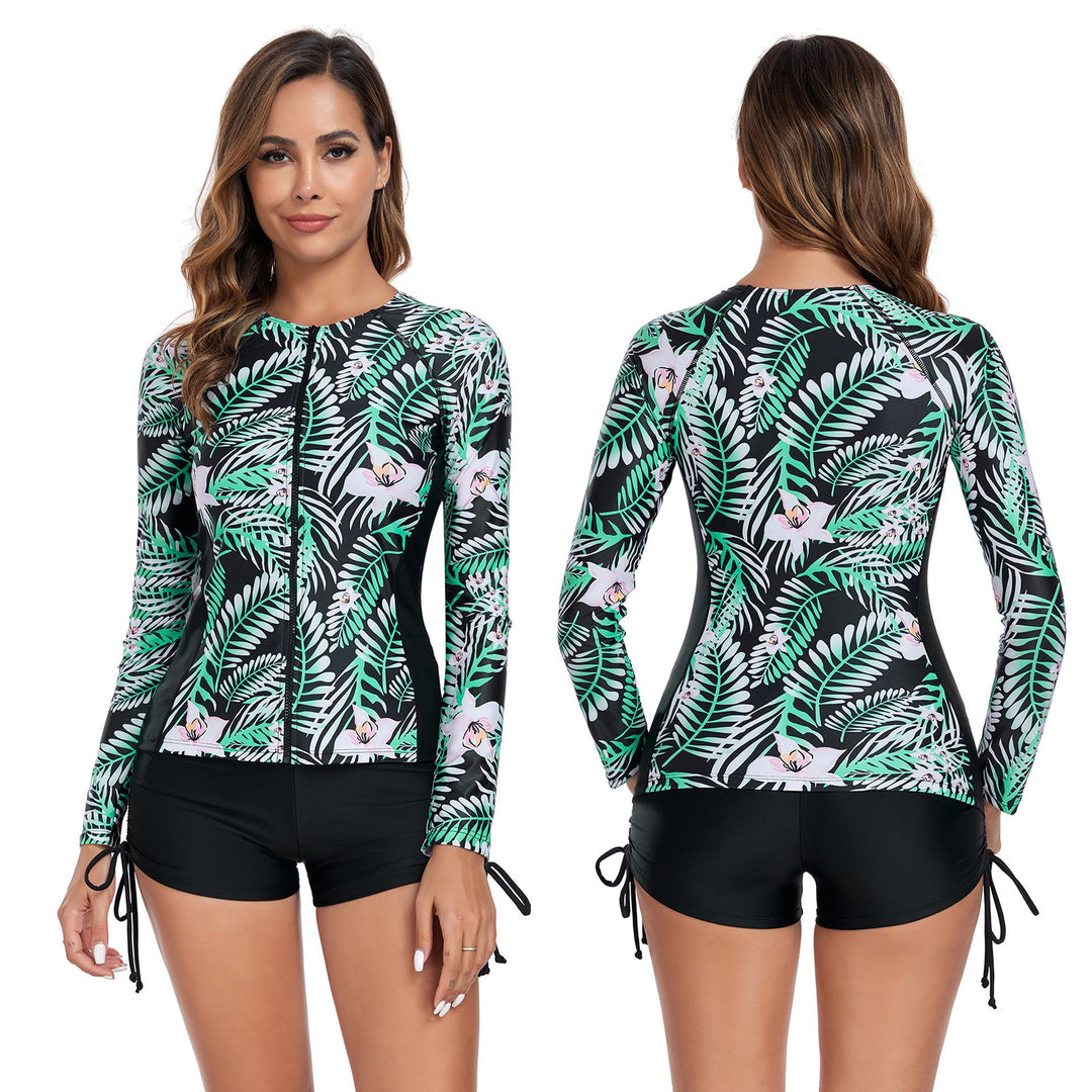 Dame Sporty UV-beskyttelse Rash-Guard med blomstret design og shorts Stilla