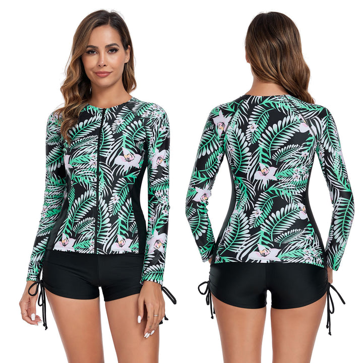 Dame Sporty UV-beskyttelse Rash-Guard med blomstret design og shorts Stilla