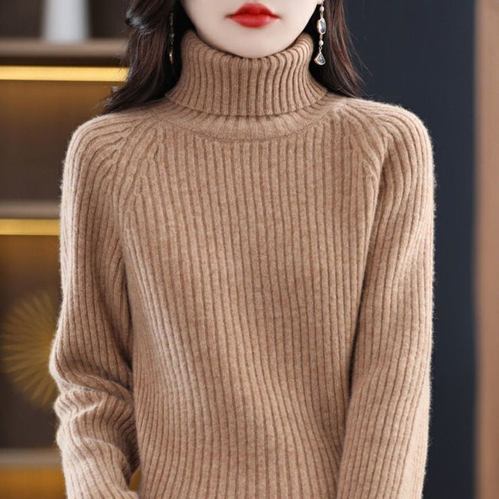 Kvinders hyggelige rullekrave sweater med ribbet tekstur Stilla